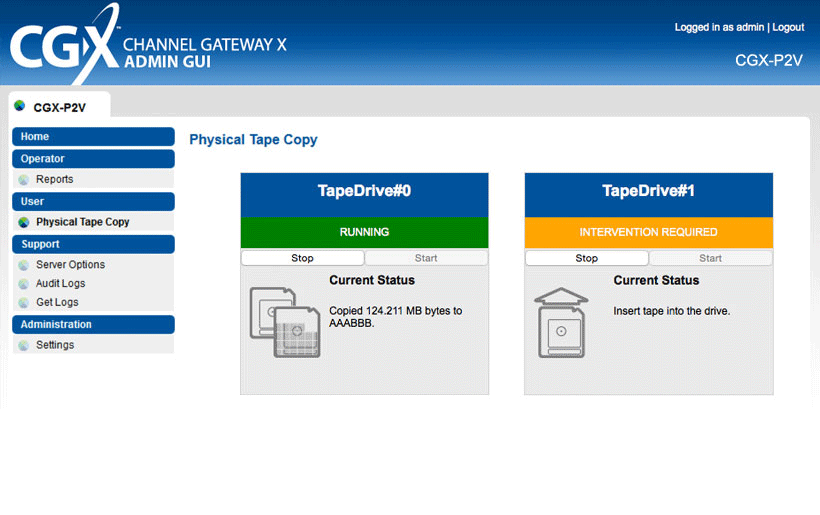 Off-Host Channel Gateway Admin UI Physical Tape Copy